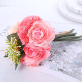 Graduation Gift  Carnation Simulation Korean Hand Holding Small Bouquet Silk Rose Fake Artifical Flower Home Living Room Table Wedding Decoration