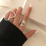 Cifeeo Vintage Hollow Heart Butterfly Rings Set For Women Metal Silver Color Geometric Spiral Shape Ring 22pcs Set 2023 Trendy Jewelry
