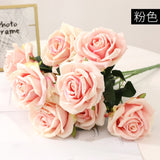 Simulation of 10 Dole Roses Silk Fake Artificial Flowers Home Living Room Dining Table Wedding Decoration High Quality Yellow