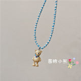 Cifeeo Baroque Simulated Pearls Cute Flowers Colorful Hand-Woven Beaded Short Clavicle Chain Choker Necklace For Women Girls Jewelry