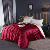 Cifeeo High-end Natural Silk-Blending Queen Size Blanket Cover Solid Stain Duvet Cover Silky Single Double Bed Blanket Comforter Covers
