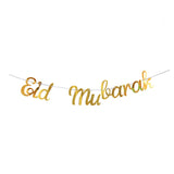 Glitter Mirror Eid Mubarak Ramadan Kareem Decoration Garlands Bunting Banner Gold Royal Blue Ramadan Decorations for Home