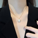 Cifeeo Trendy 14K Real Gold Plating Planet Opal Necklaces for Women High Quality Jewelry Shiny AAA Zircon Titanium Steel Chain Gift