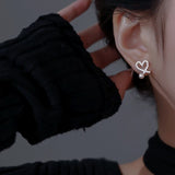 Cifeeo S925 Silver Needle Heart Pearl Stud Earrings For Women Fresh Water Pearl Earrings  Party Gift