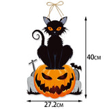 Cifeeo  2023 Halloween Pumpkin Hanging Sign Spooky Witch Bat Trick or Treat Banner Front Door decor Halloween Party Decorations for Home