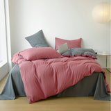 Cifeeo New Simple Solid Color Bedding Set Full Size AB Double-sided Duvet Cover Set with Bed Sheet Quilt Cover and Pillowcases Double