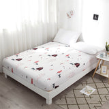 Cifeeo Fashion Print Queen Size Fitted Bed Sheet Twill King Soft Comfortable Fitted Sheet with Elastic Band Bedsheet Home Bed Linens