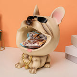 Cifeeo Cool French Bulldog Home Decoration With Tray Bigmouth Dog Statue Storage Box Animal Resin Sculpture Statue Home Décor Gift