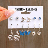 Cifeeo Boho Resin Colorful Earrings Set For Women Pearl Butterfly Gold Color Metal Circle Dangle Earrings Cartoon Party Jewelry Gifts