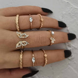 Cifeeo 3-16PC Fashion Ring Sets For Women Vintage Punk Gothic Finger Jewelry Fine Jewelry  Boys Girls Party Gifts