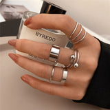 Cifeeo Vintage Hollow Heart Butterfly Rings Set For Women Metal Silver Color Geometric Spiral Shape Ring 22pcs Set 2023 Trendy Jewelry