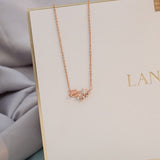 Cifeeo Exquisite Zircon Key Stars Necklace For Women Shiny Pink Crystal Clavicle Chain Charm Pendent Necklace Wedding Jewelry Gift