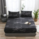 Cifeeo Nordic Mirco Fiber Marble Print Fitted Bed Sheet Single Elastic Band Double Bed Linen Home Soft Comfortable King Size Bedsheet