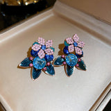 Cifeeo New Arrival Stud Earrings Fashion Geometric Women Vintage  Flower Elegant Earrings Color Oil Retro Trend  Wholesale Jewelry