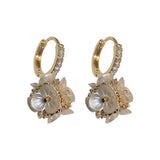 Back to school New Arrival Fashion Drop Earrings Metal Trendy Round Women Dangle Earrings Real Gold Plated Zircon Flower  Small Jewelry