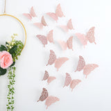 Back To School 12pcs Wall Stickers 3D Hollow Rosegold Butterfly Decorative Sticker for Home Living Room Bedroom Kids Room Wall Wedding Decor