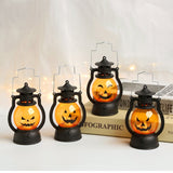 Cifeeo  Halloween LED Hanging Pumpkin Lantern Light Ghost Lamp Candle Light Retro Small Oil Lamp Halloween Party Home Decor Horror Props