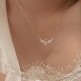 Cifeeo New Creative Angel Wings Silver Plated Crown Heart Shape Love Exquisite Clavicle Chain Pendant Necklaces