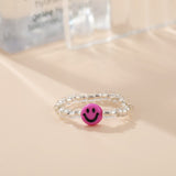 Cifeeo New Cute Transparent Resin Acrylic Handmade Beaded Rhinestone Colourful Geometric Square Round Rings for Women Y2k Jewelry Party