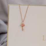 Cifeeo Exquisite Zircon Key Stars Necklace For Women Shiny Pink Crystal Clavicle Chain Charm Pendent Necklace Wedding Jewelry Gift