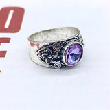 Cifeeo  2022 Original Fashion Purple Stone Ring For Woman Man Retro Thai Silver Natural Exaggerated Atmospheric Jewelry Female Rings