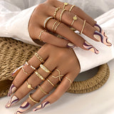 Cifeeo Vintage Hollow Heart Butterfly Rings Set For Women Metal Silver Color Geometric Spiral Shape Ring 22pcs Set 2023 Trendy Jewelry