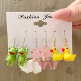 Cifeeo Boho Resin Colorful Earrings Set For Women Pearl Butterfly Gold Color Metal Circle Dangle Earrings Cartoon Party Jewelry Gifts