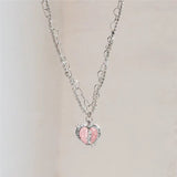 Cifeeo Pink Heart Metal Pendant Necklace For Women Men Punk Cute Party Gifts Vintage Choker Necklace Fashion Jewelry Novelty