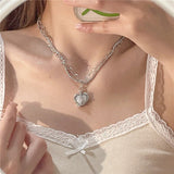 Cifeeo Kpop Heart Chain Choker Necklace For Women collar Goth Necklaces Aesthetic Jewellery Christmas Party Girl halloween New Chocker