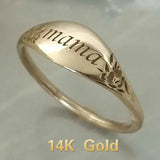 Christmas Gift Vintage Engraving Women's Gold Plated Silver Color Mama Letter Flower Ring Personality Engagement Party Jewelry Mothers Day Gift