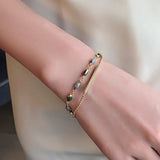 Cifeeo Trendy 14K Real Gold Plating Cobblestone Charm Bracelets for Women High Quality Jewelry Simple Everyday Wedding Party Gift