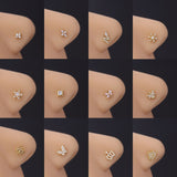 Cifeeo 1pc Surgical Steel New Nose Ring L Shape Micro-set Zircon Nose Piercing  Nose Stud Piercing Nariz Lote Prong Nose body Jewelry