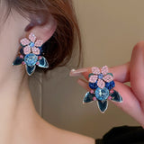 Cifeeo New Arrival Stud Earrings Fashion Geometric Women Vintage  Flower Elegant Earrings Color Oil Retro Trend  Wholesale Jewelry