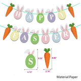 Cifeeo  Happy Easter Rabbit Bunny Easter Eggs Banner Garland Wall Hanging Bunting Flag Easter Decoration Kids Birthday Party Decor