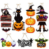 Cifeeo  2023 Halloween Pumpkin Hanging Sign Spooky Witch Bat Trick or Treat Banner Front Door decor Halloween Party Decorations for Home