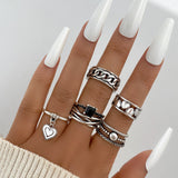Cifeeo Vintage Hollow Heart Butterfly Rings Set For Women Metal Silver Color Geometric Spiral Shape Ring 22pcs Set 2023 Trendy Jewelry