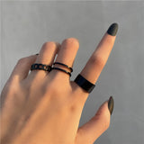 Cifeeo 11pcs/set Punk Geometric Black Rings Set For Women Vintage Animal Snake Butterfly Cross Finger Rings Set Party Jewelry Gifts