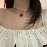 Cifeeo New Korea Summer Lovely Colorful Flowers Daisy Transparent Crystal Beading Strand Short Choker Necklace for Women