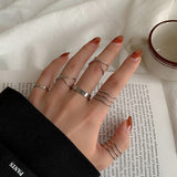 Cifeeo Vintage Hollow Heart Butterfly Rings Set For Women Metal Silver Color Geometric Spiral Shape Ring 22pcs Set 2023 Trendy Jewelry