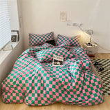 Cifeeo Fashion Checkerboard Cotton Bedding Set Plaid Duvet Cover 220x240 Bed Sheet Pillowcases Comforter Cover Luxury Soft Bed Linen