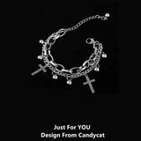 Cifeeo 2023 Black Heart Love Pearl Chain Bracelet For Women Couple Vintage Gothic Black Adjustable Y2k Jewelry