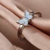 Cifeeo Korean Style Blue Purple Rings for Women Punk Trendy Vintage Heart Ring Small Daisy Flower Rings Party Couple Rings