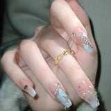 Cifeeo（Handmade Manicures）10 PCS Handmade Fake Nail Patch Pure Desire Wind Flash Diamond Sweet Starry Bow Detachable