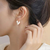 Graduation Gift New Arrival Stud Earrings Fashion Heart Metal Women Classic Simple Cute White Elegant Female Jewelry