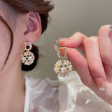 Back to school South Korea's Exquisite New Letter Flower Earrings Fashionable Sweet Versatile Earrings Elegant Women's Jewelry