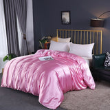 Cifeeo High-end Natural Silk-Blending Queen Size Blanket Cover Solid Stain Duvet Cover Silky Single Double Bed Blanket Comforter Covers