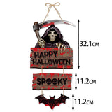 Cifeeo  2023 Halloween Pumpkin Hanging Sign Spooky Witch Bat Trick or Treat Banner Front Door decor Halloween Party Decorations for Home