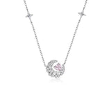 Cifeeo Korean Pink Crystal Angel Wings Heart Pendant Necklace For Woman Minimalist Jewelry Girl's Neck Chain New Cupid Arrow