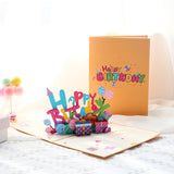 Cifeeo  Hot 3D Pop UP Happy Birthday Cards Invitation Cake Greeting Card Business Kids Gift Tourist Postcard For Friend Dad Mom Present