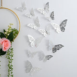 Back To School 12pcs Wall Stickers 3D Hollow Rosegold Butterfly Decorative Sticker for Home Living Room Bedroom Kids Room Wall Wedding Decor